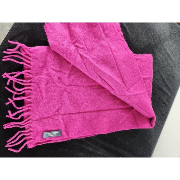 Coach purple scarf 70% wool 30% cashmere with tassels - Picture 3 of 7